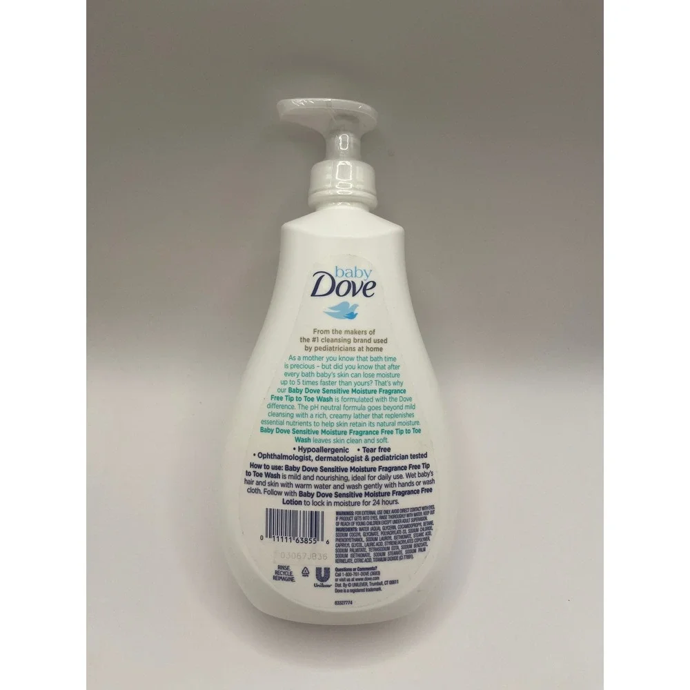 Baby Dove Tip to Toe Wash Sensitive Moisture Fragrance Free 20oz Pump New Sealed